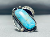 Outstanding Vintage Native American Navajo Blue Gem Turquoise Sterling Silver Ring-Nativo Arts