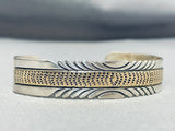 Fascinating Vintage Native American Navajo Sterling Silver And 14k Gold Bracelet-Nativo Arts