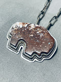 Marv Pinto Vintage Native American Navajo Buffalo Sterling Silver Necklace Old-Nativo Arts
