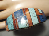 Intricate!! Vintage Native American Navajo Spiderweb Turquoise Sterling Silver Inlay Bracelet-Nativo Arts