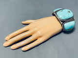 116 Grams Vintage Native American Navajo Chunky Turquoise Sterling Silver Bracelet-Nativo Arts