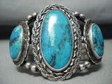 Museum Vintage Native American Navajo Blue Diamond Turquoise Sterling Silver Bracelet-Nativo Arts