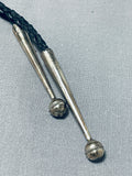 One Of The Finest Vintage Native American Navajo Turquoise Sterling Silver Bolo Tie-Nativo Arts