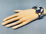 Best Vintage Native American Zuni Eagle Turquoise Inlay Sterling Silver Bracelet Old-Nativo Arts