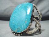 Giant Huge 200+ Gram Vintage Native American Navajo Rare Lake Turquoise Sterling Silver Bracelet-Nativo Arts