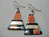 Native American Superior Vintage Santo Domingo Turquoise Sterling Silver Earrings Old-Nativo Arts