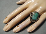 Magnificent Vintage Native American Navajo Turquoise Sterling Silver Ring Old-Nativo Arts