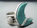 Marvelous Navajo Turquoise Moon Sterling Silver Ring Native American-Nativo Arts