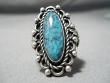 Outstanding Vintage Native American Navajo Spiderweb Turquoise Sterling Silver Ring Old-Nativo Arts
