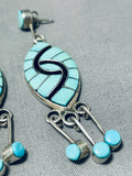 One Of The Best Ever Vintage Native American Zuni Turquoise Sterling Silver Earrings-Nativo Arts