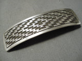 Important Vintage Native American Navajo Dan Jackson Sterling Silver Pattern Hair Barrette Clip-Nativo Arts