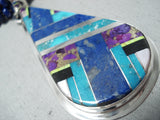 Native American Important Dan Coriz Santo Domingo Lapis Sterling Silver Turquoise Necklace-Nativo Arts