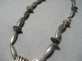 Superb Vintage Native American Navajo Blue Gem Turquoise Sterling Silver Necklace Old-Nativo Arts