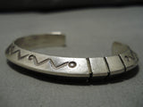 Wonderful Vintage Native American Navajo Riased Spine Stamped Sterling Silver Bracelet-Nativo Arts