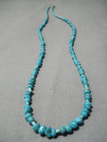 Authentic Vintage Native American Navajo Blue Turquoise Heishi Sterling Silver Necklace-Nativo Arts