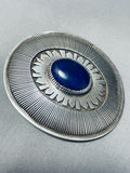 Gibson Nez Top 10 Artists Vintage Native American Navajo Lapis Sterling Silver Buckle-Nativo Arts