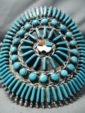 One Of The Most Unique Vintage Navajo/ Zuni Turquoise Sterling Silver Bracelet-Nativo Arts