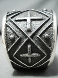 Incredible Native American Navajo Signed Sterling Silver Crosses Bracelet-Nativo Arts