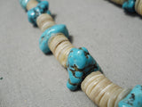 Native American Rare Older Vintage Santo Domingo Graduating Shell Turquoise Necklace Old-Nativo Arts