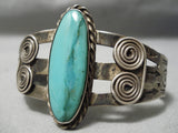 Very Rare Early 1900's Vintage Native American Navajo Hachita Turquoise Sterling Silver Bracelet-Nativo Arts