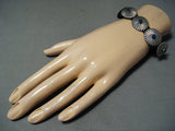 Unique Vintage Native American Navajo Lapis Sterling Silver Concho Bracelet-Nativo Arts
