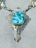 Eye Catching Vintage Native American Navajo Turquoise Sterling Silver Dangle Necklace-Nativo Arts