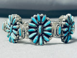 Fascinating Vintage Native American Navajo Turquoise Sterling Silver Link Bracelet-Nativo Arts