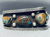 Bisbee & Blue Thunder Vintage Native American Navajo Turquoise Sterling Silver Hvy Bracelet-Nativo Arts