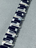 Best Vintage Native American Navajo Black Stone Sterling Silver Link Clasp Bracelet-Nativo Arts