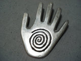 Fascinating Vintage Navajo Native American Sterling Silver Hand Pin Pendant-Nativo Arts