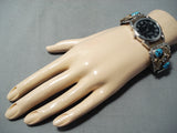 Hb Yazzie Native American Navajo Sleeping Beauty Turquoise Sterling Silver Watch Bracelet-Nativo Arts