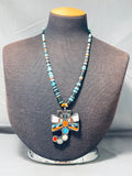 Native American Spectacular Santo Domingo Turquoise Sterling Silver Dragonfly Necklace-Nativo Arts