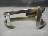 Superior Vintage Native American Navajo Graduating Turquoise Sterling Silver Bracelet Old-Nativo Arts