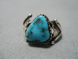 Impressive Vintage Native American Navajo Morenci Turquoise Sterling Silver Ring-Nativo Arts