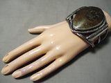 So Huge Vintage Native American Navajo Chocolate Brown Green Turquoise Sterling Silver Bracelet-Nativo Arts