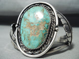 Rare Natural Vintage Native American Navajo Royston Turquoise Sterling Silver Leaf Bracelet-Nativo Arts