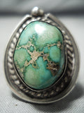 Intense Vintage Native American Navajo Famous Damale Turquoise Sterling Silver Ring Old-Nativo Arts