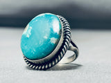 Beautiful Vintage Native American Navajo Blue Green Turquoise Sterling Silver Ring-Nativo Arts
