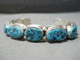 Native American Impressive Vintage Apache Morenci Turquoise Sterling Silver Bracelet Old-Nativo Arts