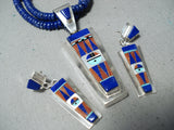One Of The Best Native American Zuni Lapis Sterling Silver Inlay Necklace-Nativo Arts