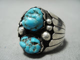 Marvelous Vintage Navajo Turquoise Sterling Silver Ring Native American Old-Nativo Arts