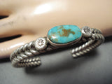 Tight Coil Vintage Native American Navajo Royston Turquoise Sterling Silver Bracelet-Nativo Arts