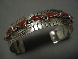 Quality Vintage Navajo Coral Sterling Silver Native American Bracelet-Nativo Arts