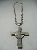 Heavy Important Native American Navajo Turquoise Cross Sterling Silver Ben Begaye Necklace-Nativo Arts