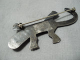 Whimsical Vintage Native American Navajo Turquoise Sterling Silver Gekko Pin Old-Nativo Arts