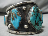 Museum Vintage Native American Navajo Morenci Turquoise Sterling Silver Bracelet Old-Nativo Arts