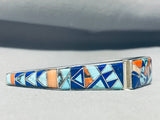 Best Vintage Native American Navajo Ricky Tolino Turquoise Inlay Sterling Silver Bracelet-Nativo Arts