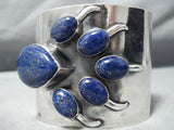 Xxl Wide Vintage Native American Navajo Midnight Lapis Sterling Silver Bracelet-Nativo Arts