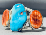 Jer Platero Vintage Native American Navajo Sky Turquoise Shell Sterling Silver Bracelet-Nativo Arts