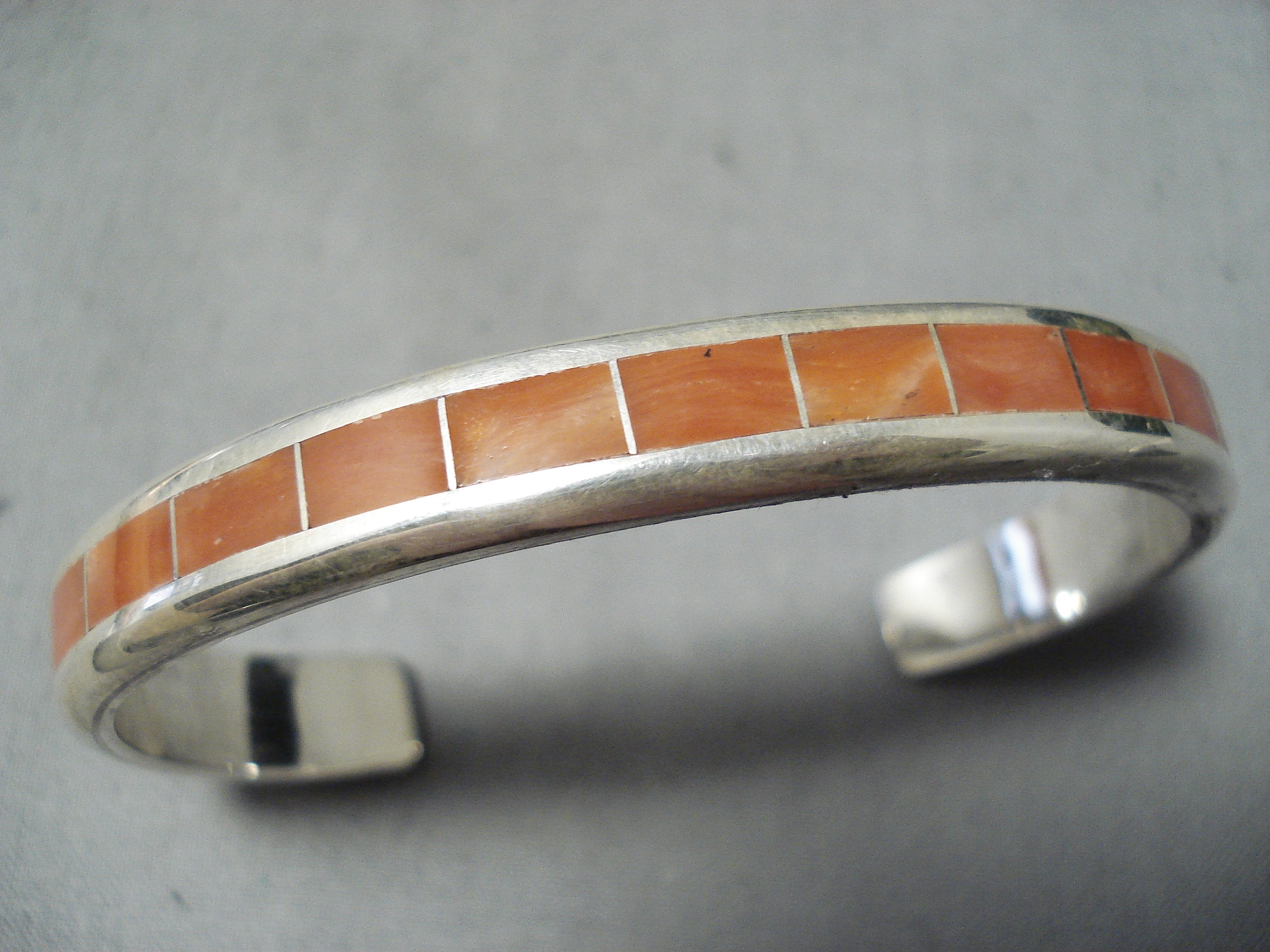 Dramatic Zuni Coral Sterling Silver Bracelet Native American